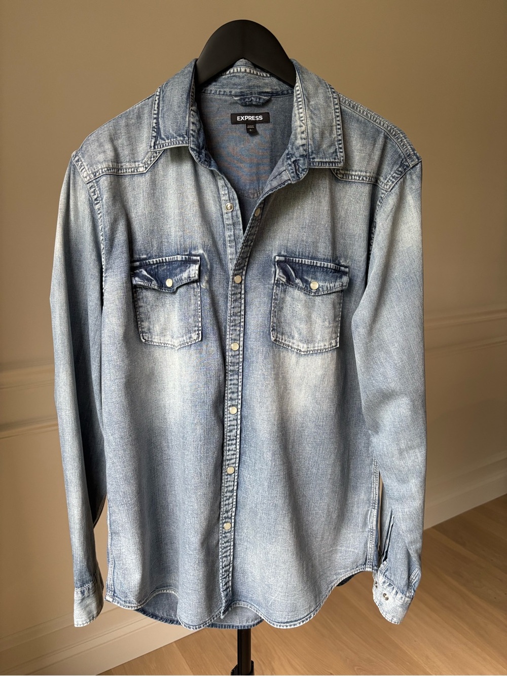 Express Faded Light Blue Denim Shirt